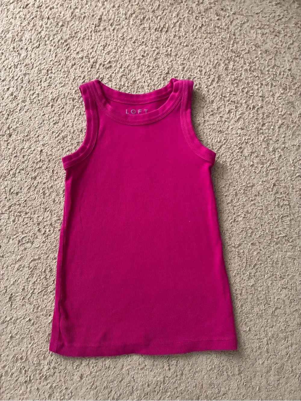 LOFT Women Fuchsia Ribbed Tank Top